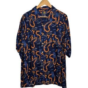 Vintage Route 66 Size XL Alaha Tiki Lei Hawaiian Button Up Short Sleeve Shirt